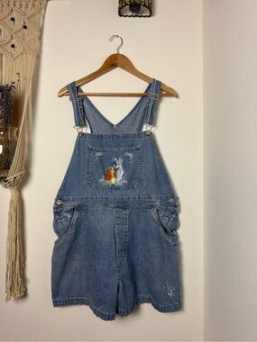 Disney Denim Romper Overalls with Lady and the Tramp Embroidery - Blue